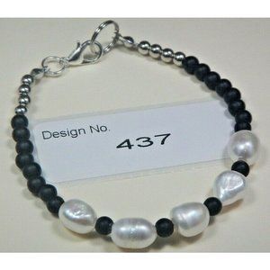 Pearl & Black Onyx- Gemstone-Energy Jewelry-Bracelet-Facilitate-Attraction-#437